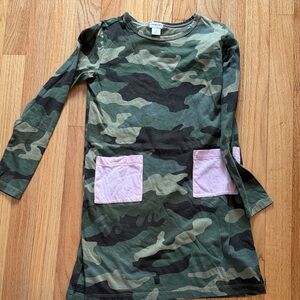 Crewcuts Green Camouflage Dress with Pink pockets, size 8.